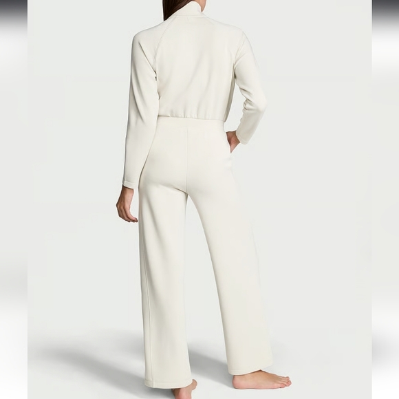 3078 NWT VSX Featherweight Knit Front- Zip Jumpsuit Sz Large Classic Plaster - Picture 3 of 10